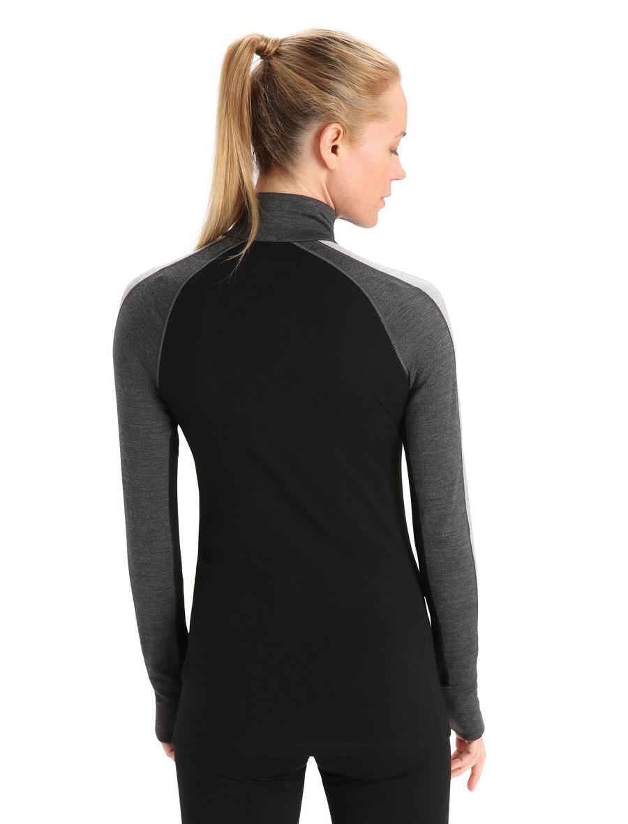 Icebreaker 260 ZoneKnit™ Merino Long Sleeve Half Zip Női Base Layers Fekete | HU 1880TCEV